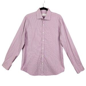 ROBERT GRAHAM Purple Geometric Check Long Sleeve Button Up Shirt SIZE 16.5 42